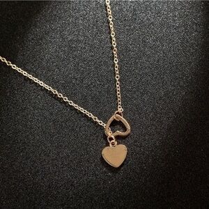 Gold Heart Pendant Necklace Double Heart 18 Inch NWT